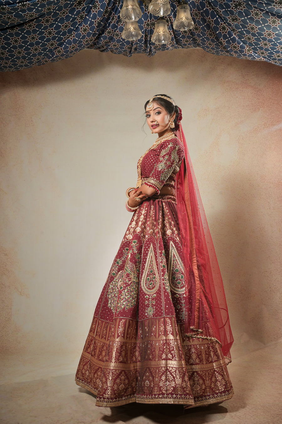 Peacock Maroon Lehenga