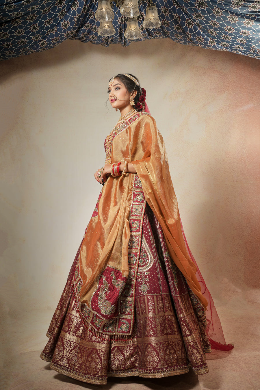 Peacock Maroon Lehenga