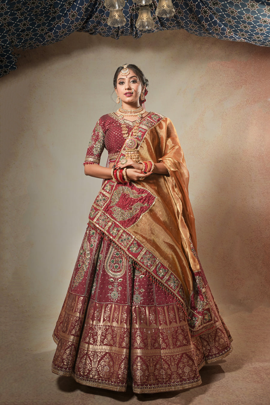 Peacock Maroon Lehenga