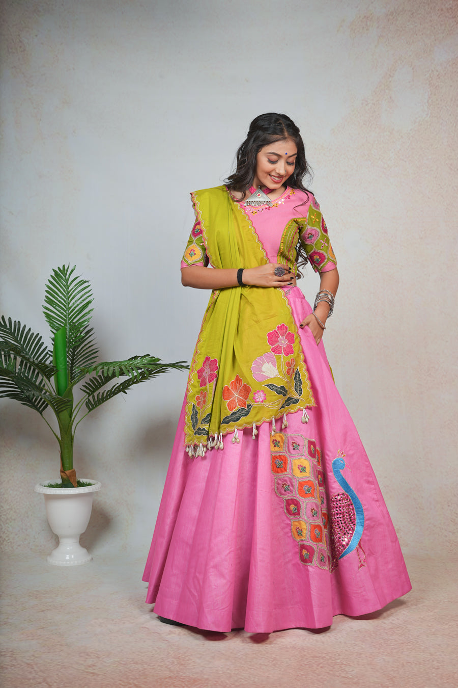 Baby Pink Applick Lehenga Choli