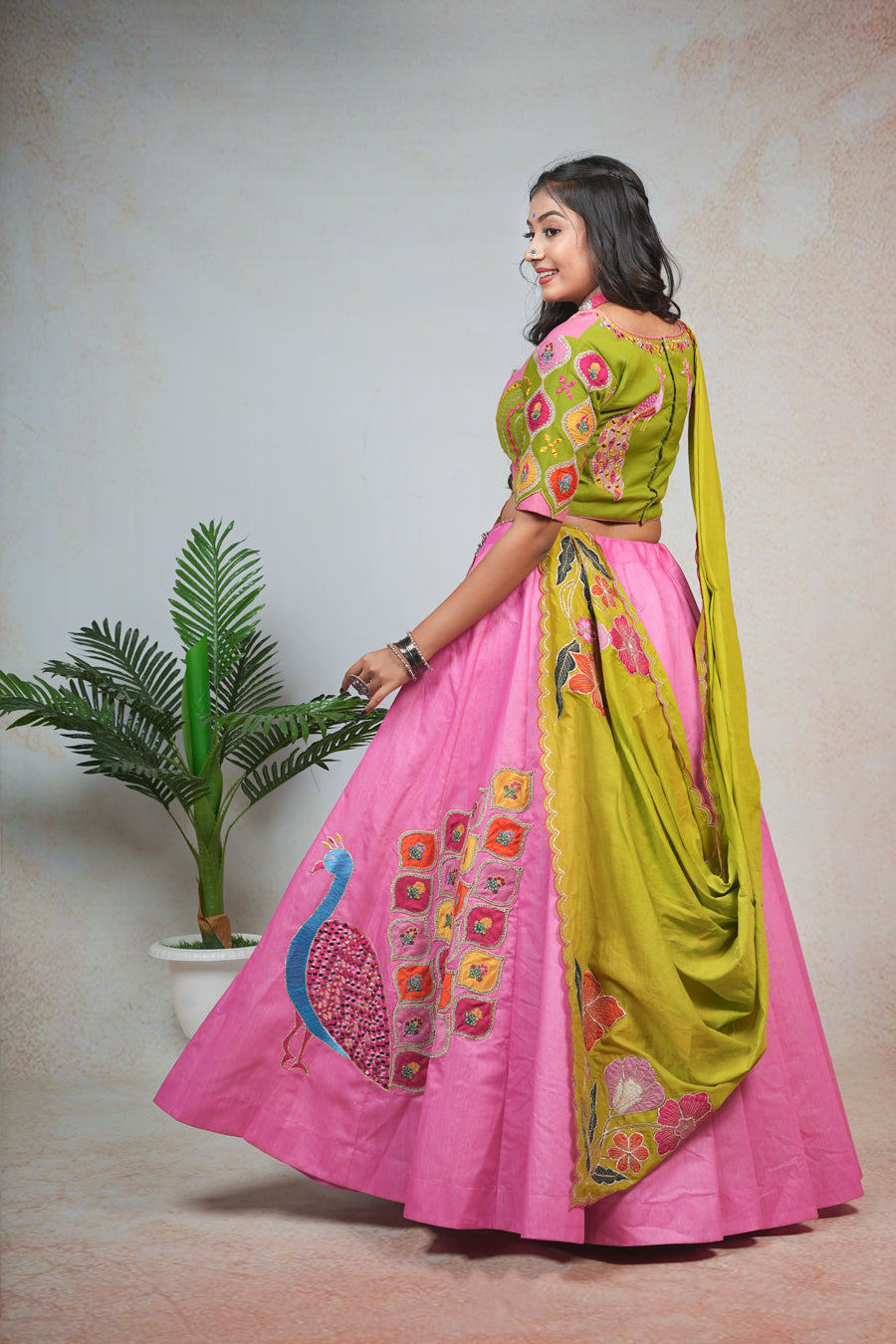 Baby Pink Applick Lehenga Choli