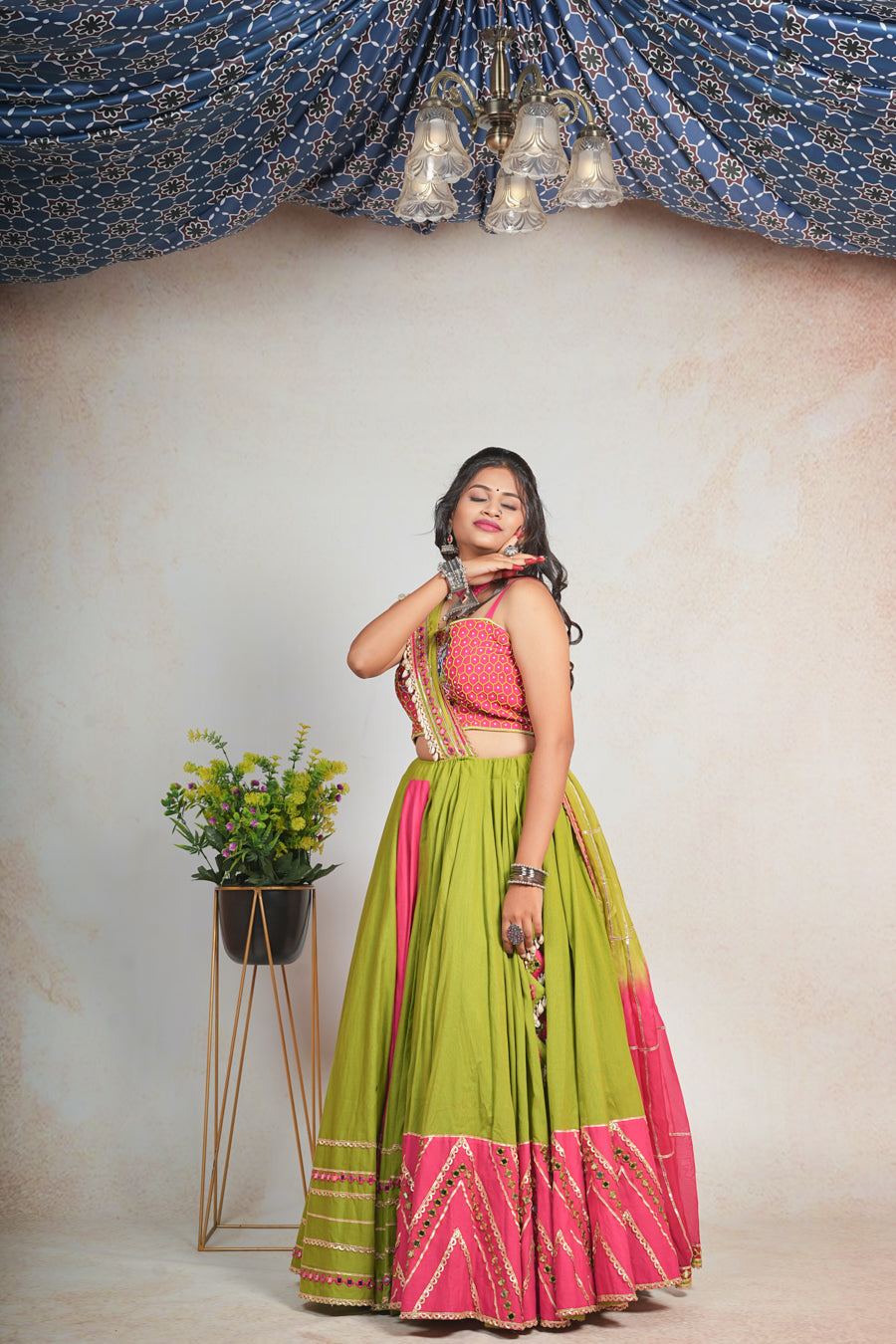 Parrot Moti Work Lehenga