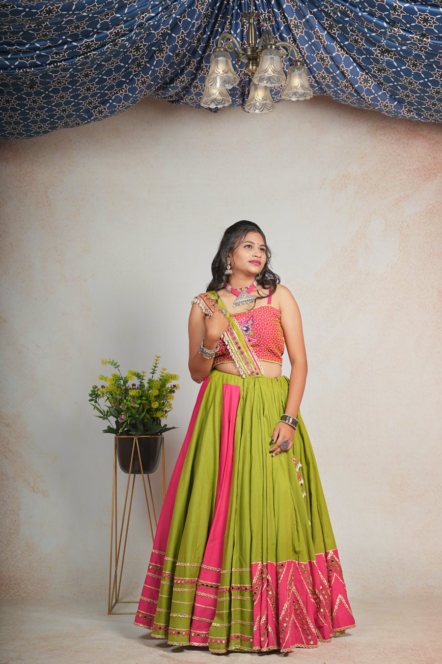 Parrot Moti Work Lehenga