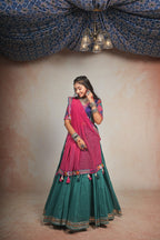 Rama and pink lehenga