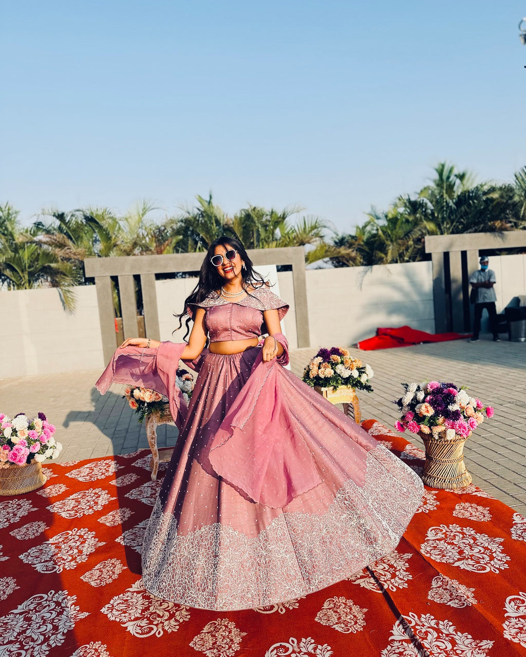 Pastel Pink Moti Work Lehenga
