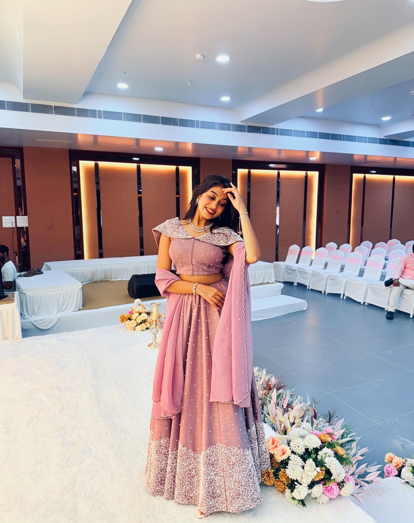 Pastel Pink Moti Work Lehenga