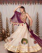 Off-White and Pink Lehenga