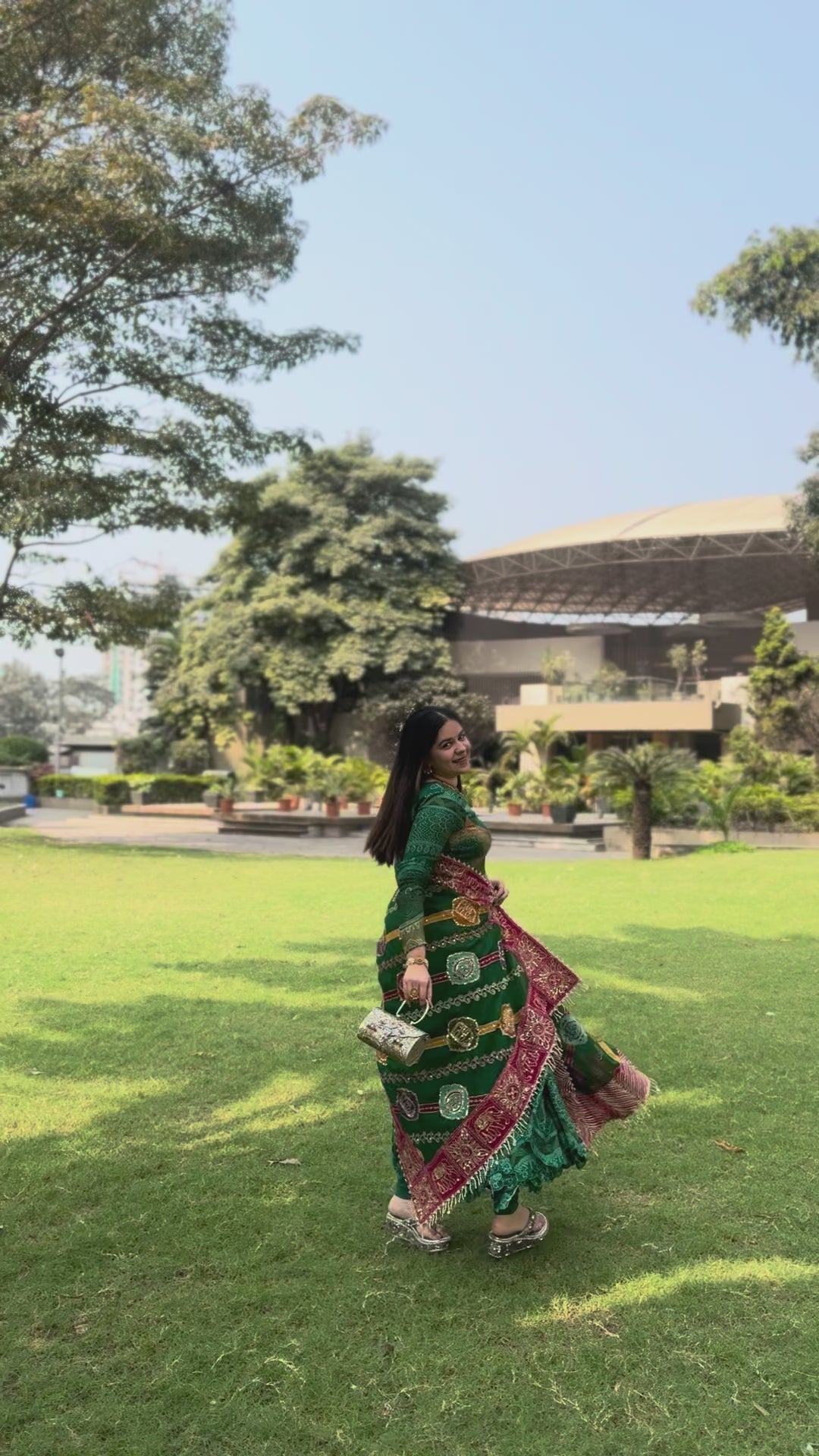 Green Bandhani Silk Anarkali Suit for Women